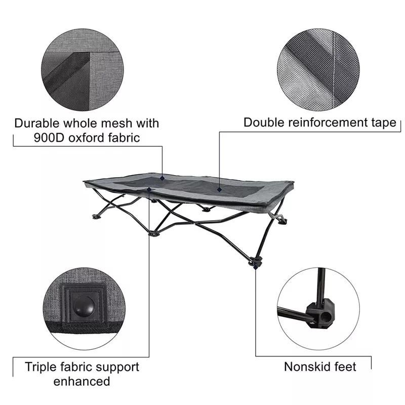 Folding Elevated Dog Bed - Portable Raised Dog Cot for Camping, No Assembly Required, Cooling Pet Bed with Breathable & Washable