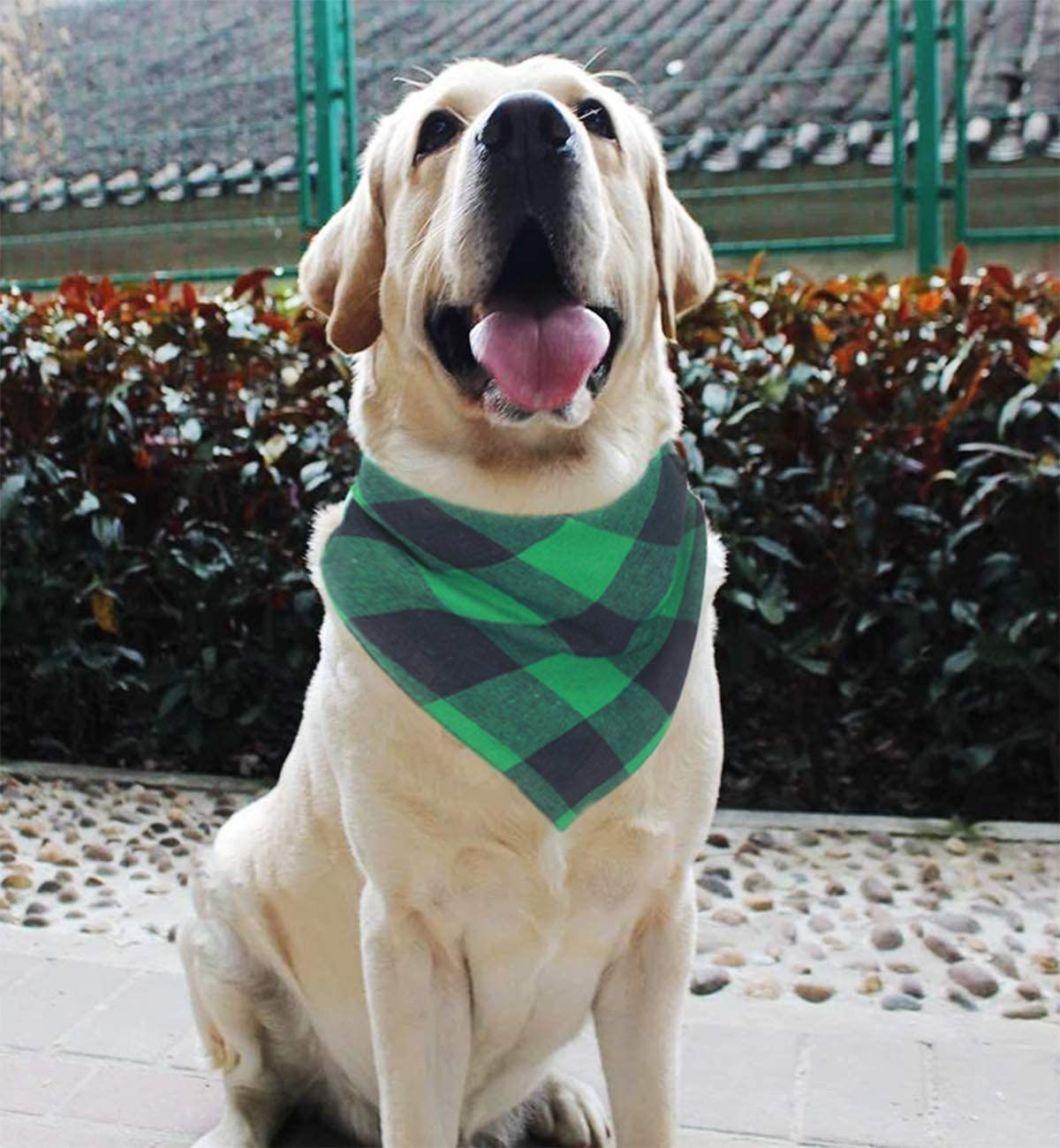 Dog Bandana Christmas Classic Plaid Pet Bandana Scarf Triangle Bibs Kerchief