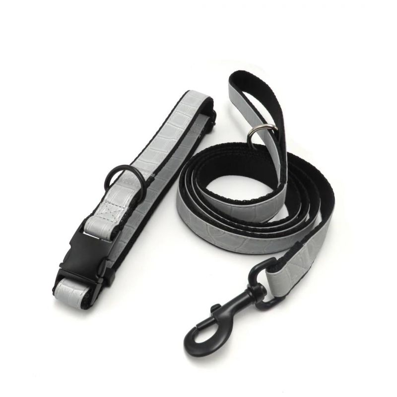 Durable PU Crocodile Grain Tensile Strength Luxury Nobility High Quality Dog Collar Dog Leash