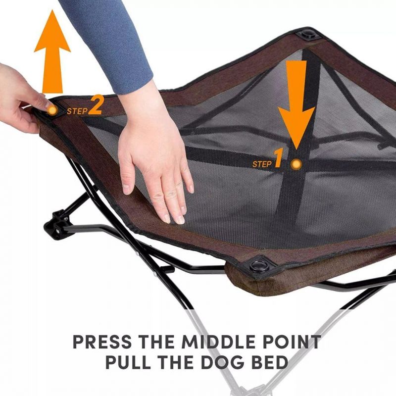 Folding Elevated Dog Bed - Portable Raised Dog Cot for Camping, No Assembly Required, Cooling Pet Bed with Breathable & Washable