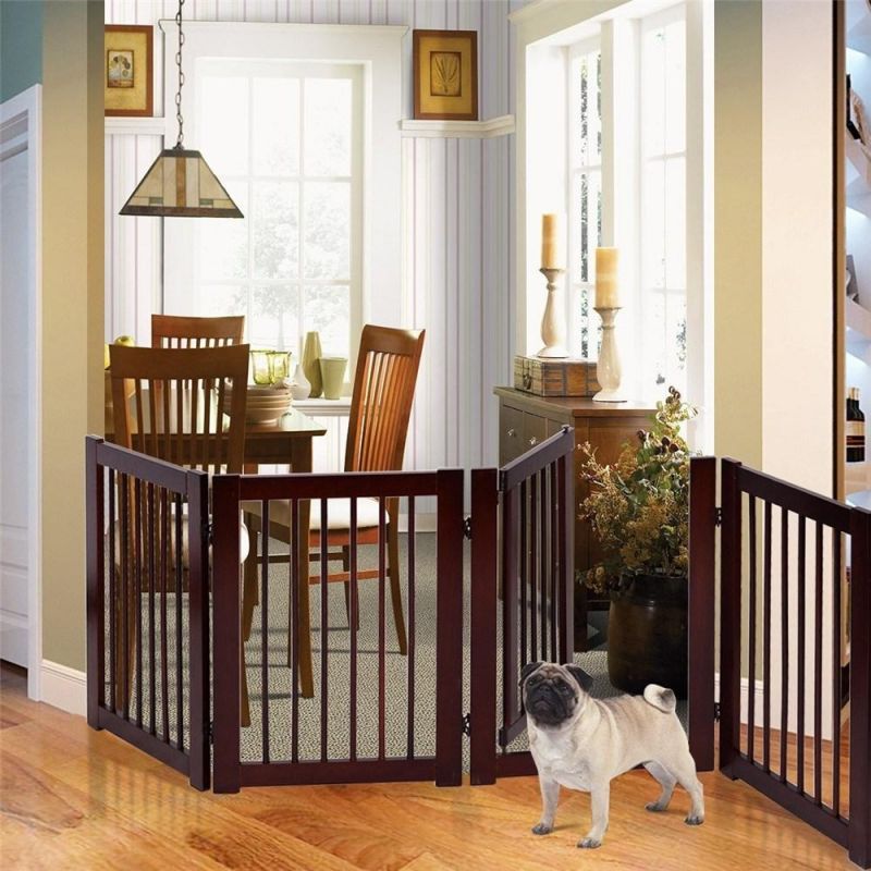 Folding Free Standing Panel Wood Pet Dog Safety Fence
