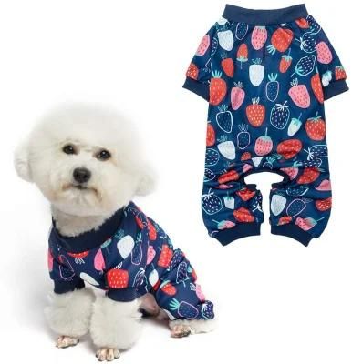 Soft Dog Pajamas Adorable Dog Apparel Jumpsuit Cute Pet Clothes with Fruit Pattern Fashionable Lightweight Puppy Jumpsuit Cotton
