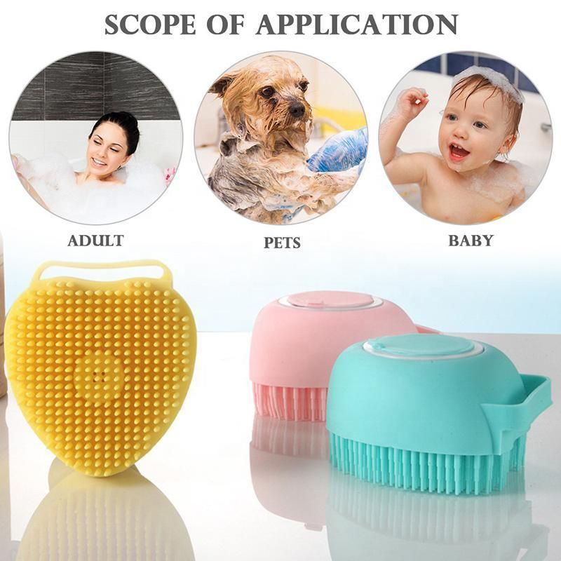Dog Bath Pet Massage Shampoo Dispenser Soft Silicone Brush