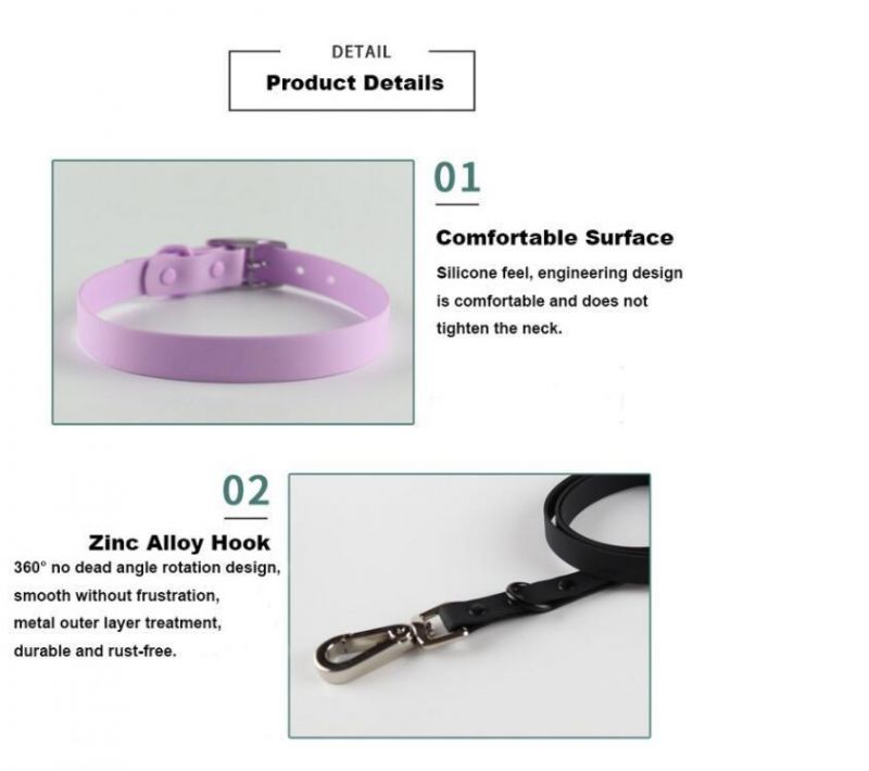 Support Customized Fashion PVC Dog Collar Waterproof Durable PVC Dog Collar and Leash