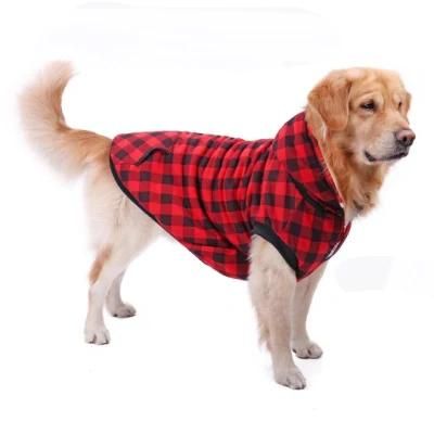 England Style Plaid Dog Coat with Soft Warm Fleece Lining