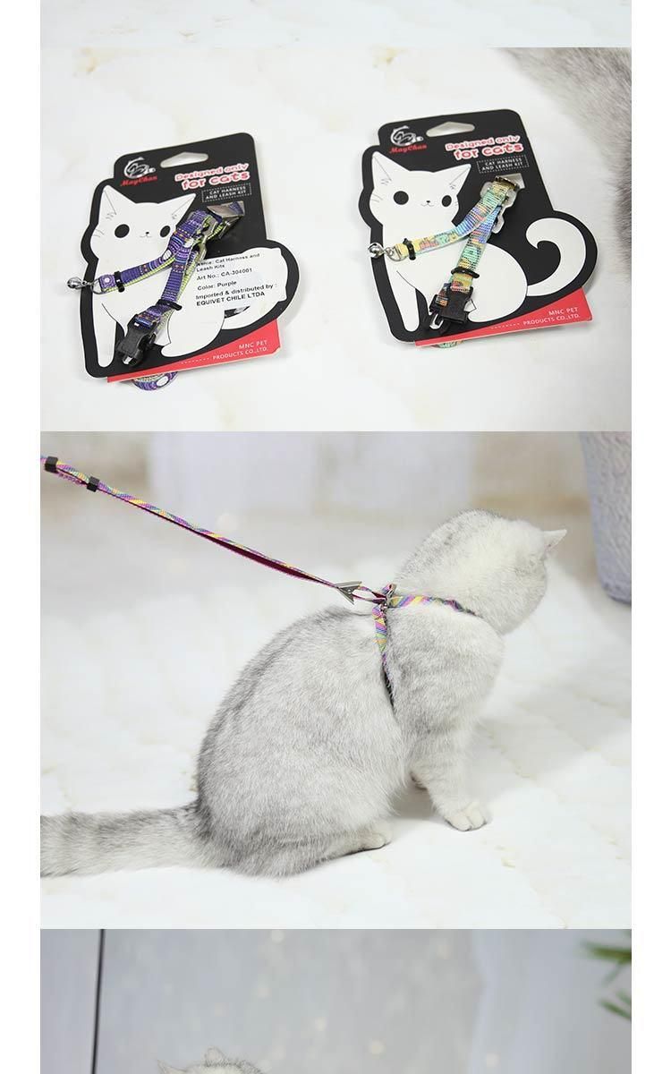 Outdoor Convenient Adiust Neck and Chest Size Roundess Pattern Cat Harness and Leash