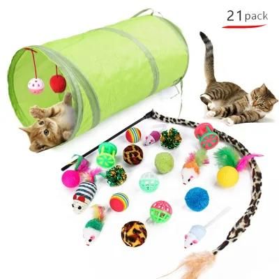 7-27 PCS Retractable Cat Toys with 2 Way Tunnel