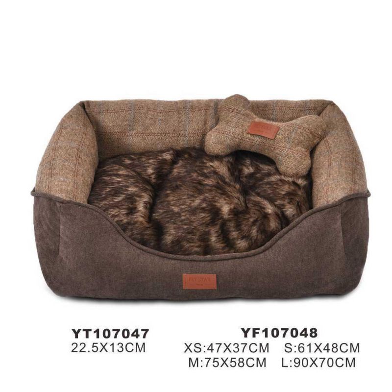 Warm Worsted Fabric Long Fur Plush Pet Sofa Dog Bed