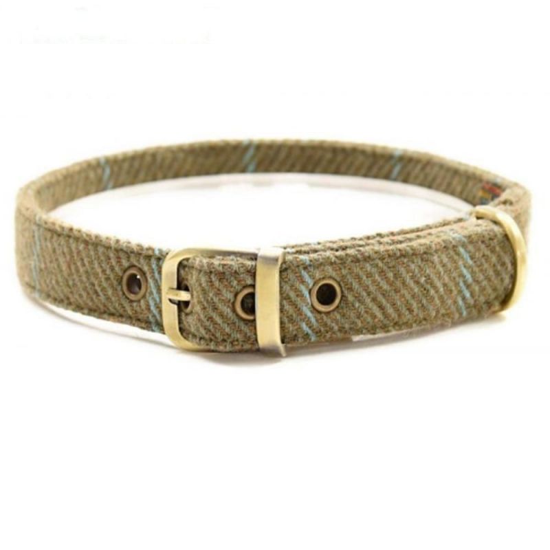 Tweed Wool Dog Collar with Adjustable Metal Buckle for Small Medium and Large Dogs
