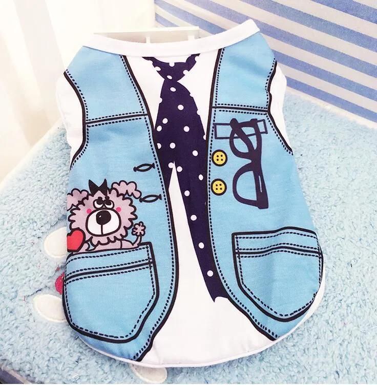 Cartoon Summer T-Shirt Puppy Vest Pets Clothing Mix Color Cat Breathable Cotton Dogs Clothes