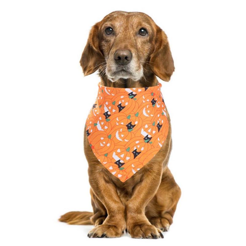 Small Large Dog Bibs Towel Scarf Halloween Pumpkin Printing Puppy Pet Accessories Pet Dog Bandana
