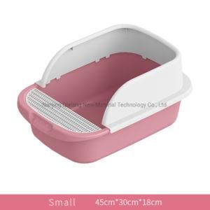Anti Splash Semi Enclosed Cat Litter Tray Pink