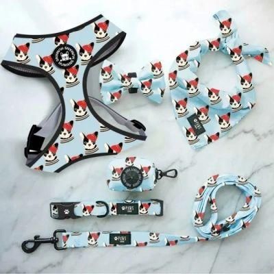 Ajustable Custom Pattern Personalized Pet Accessories Sublimation Reversible Padded Dog Harness Set, Pet Accessory
