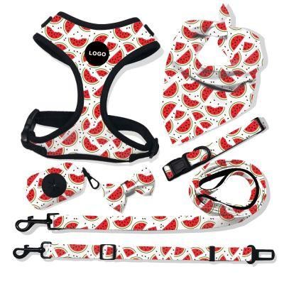 Adjustable Dog Accessories Sublimation Dog Harness Set Custom Personalized Pet Supplies 2021 Dog Chest Harness Collar and Leash
