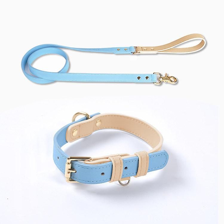 Pet Supply Designers Personalized Luxury Braided Real Cow Wide Vegan Leather Dog Collar and Leash Set