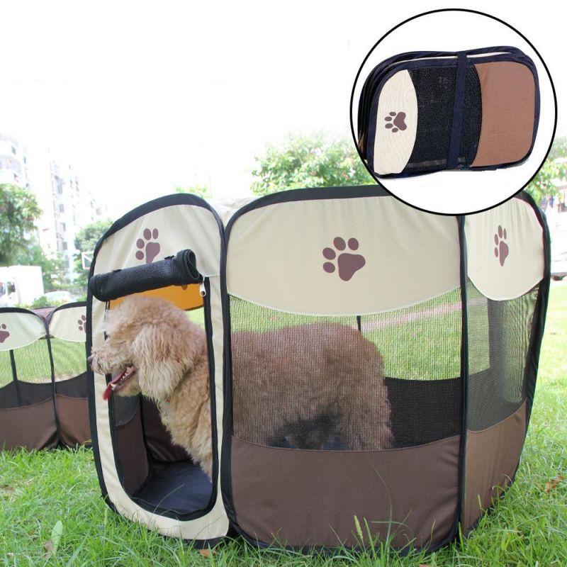 Portable Foldable Dog Cage Pet Tent Houses Puppy Kennel Easy Operation Octagon Fence