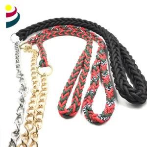 Dog Sets with Alloy Rings Chains and Nylon Cords Braided Leash