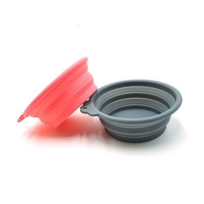 Collapsible Travel Dog Bowl with Hook Portable Pet Feeder Dishes BPA Free Folding Eco-Friendly Silicone for Dogs Rounded