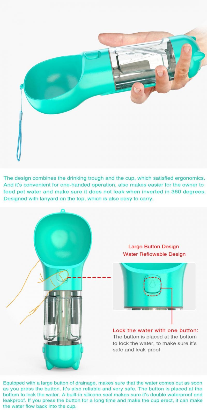 Customize OEM ODM New Arrival Dog Outdoor Water Feeder Bottle