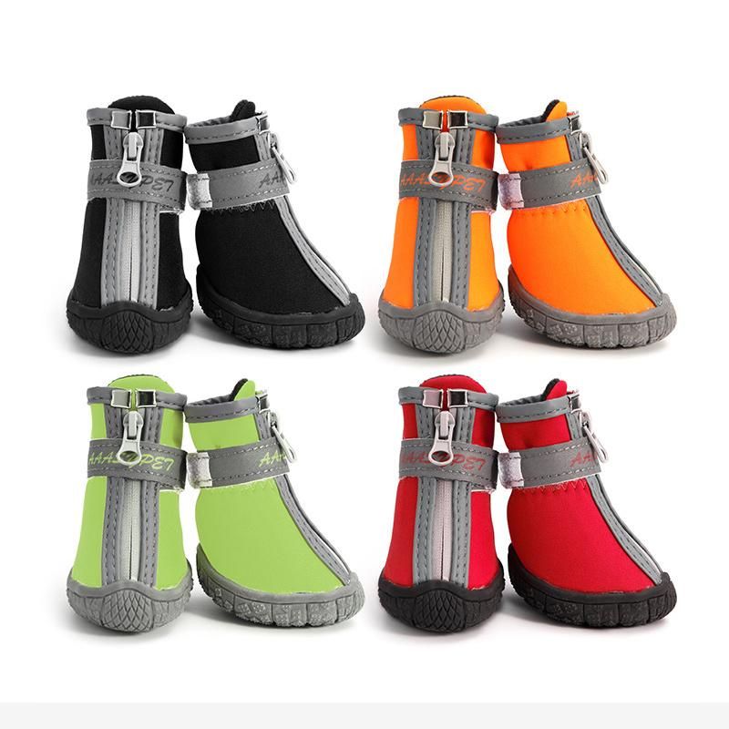4PCS/Set Winter Pet Dog Shoes Warm Snow Boots Waterproof