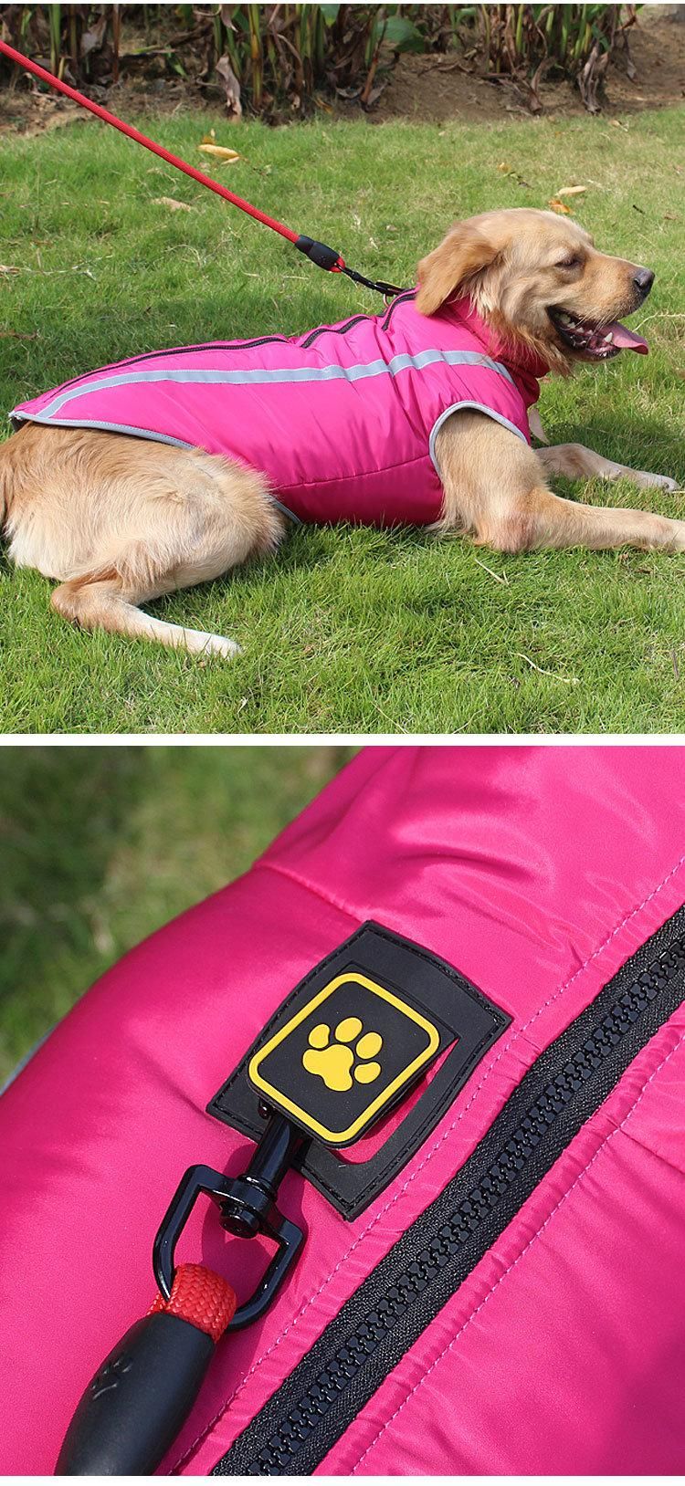 Waterproof Pet Dog Coat Winter Warm Dog Jacket Vest Reflective Sports Clothes with Harness Hole