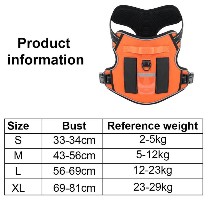 Outdoor Adjustable Pet Vest Safety Glow Flash Big Dog Harness Vest Metal Buckle Collar Nylon Tactical Dog Rope Leash