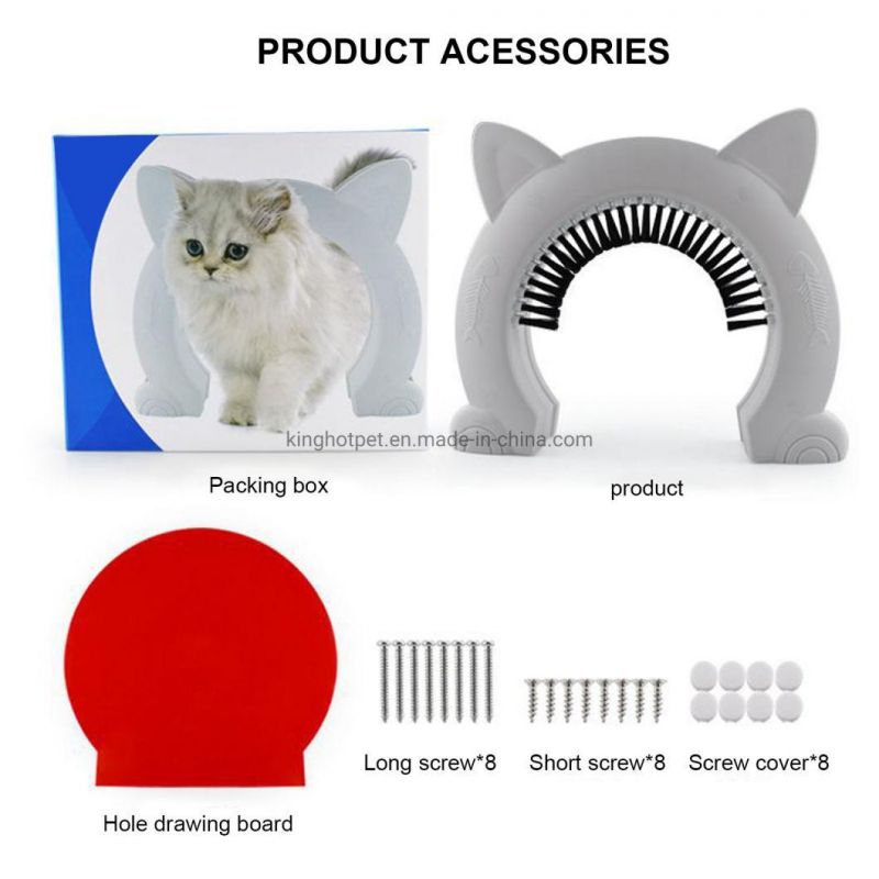 in Stock OEM ODM Bulk Products Kitty Door with Grooming Brush -Removable Beauty Fit 10kg or Less Cat Pass Cat Door for Interior Doors