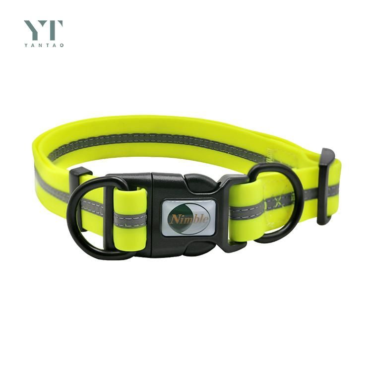 Wholesale Pet Supplies Reflective PVC Coated Nylon Strap Cute Custom Logo Dog Collar for Dogs