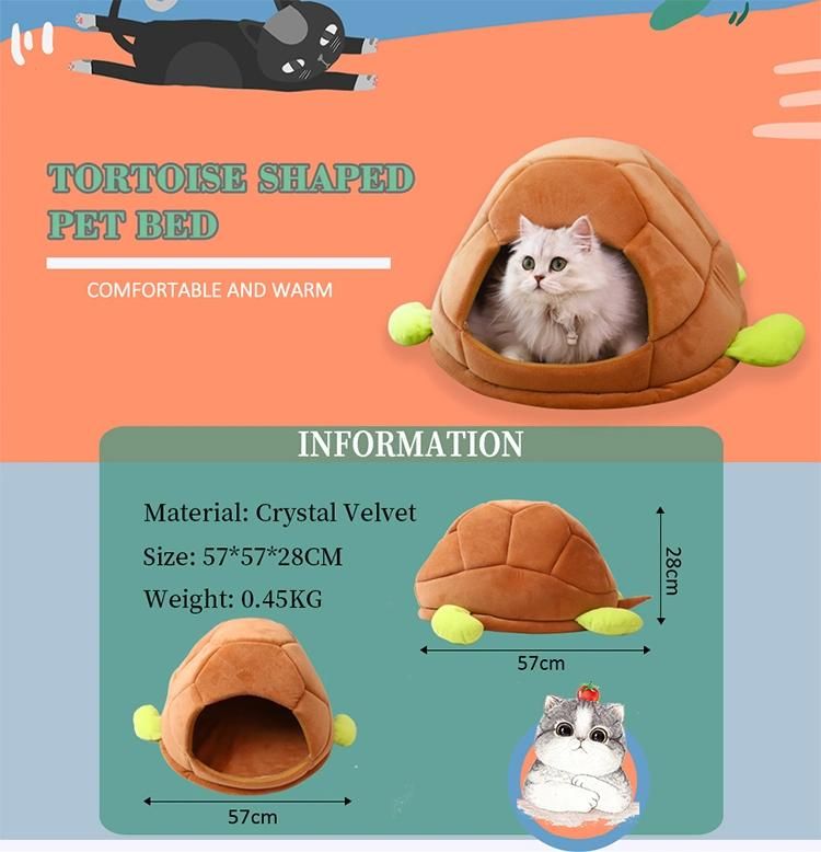 New Style Cute Semi-Closed Pet Beds Soft Comfortable and Warm Tortoise Shell Cat Bed House