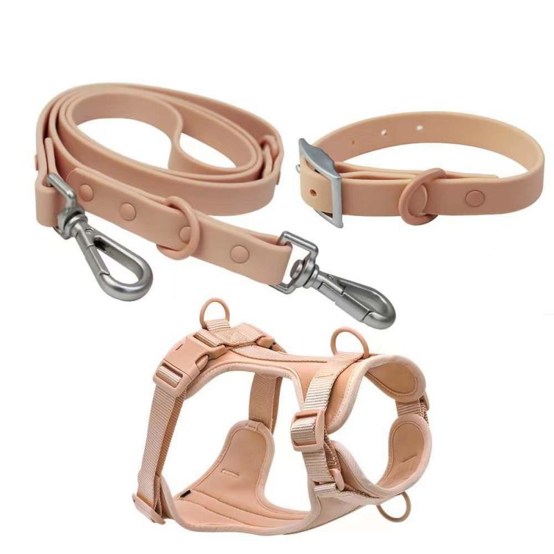 New Lightweight Custom Logo Pet Dog Safety Harness Adjustable Soft Padded Air Layer Dog Harness with Rubber Dog Collar Leash
