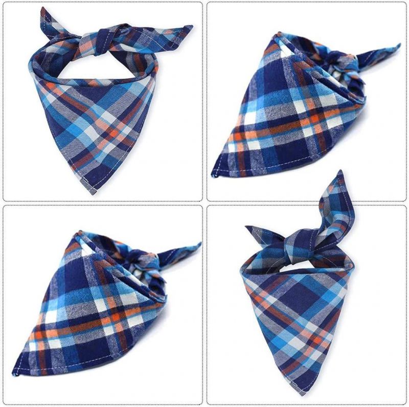 Reversible Plaid Painting Bibs Scarf, Washable and Adjustable Kerchief Set