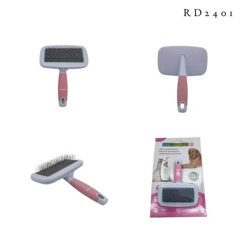 Pet Groomer Grooming Hair Removal Self Cleaning Slicker Brush for Dogs and Cats Pink-S