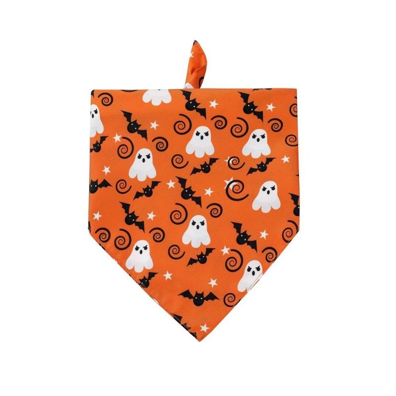 Halloween Dog Bandanas Pet Bandana Pumpkin Scarf Neckerchief Washable Dog Bibs