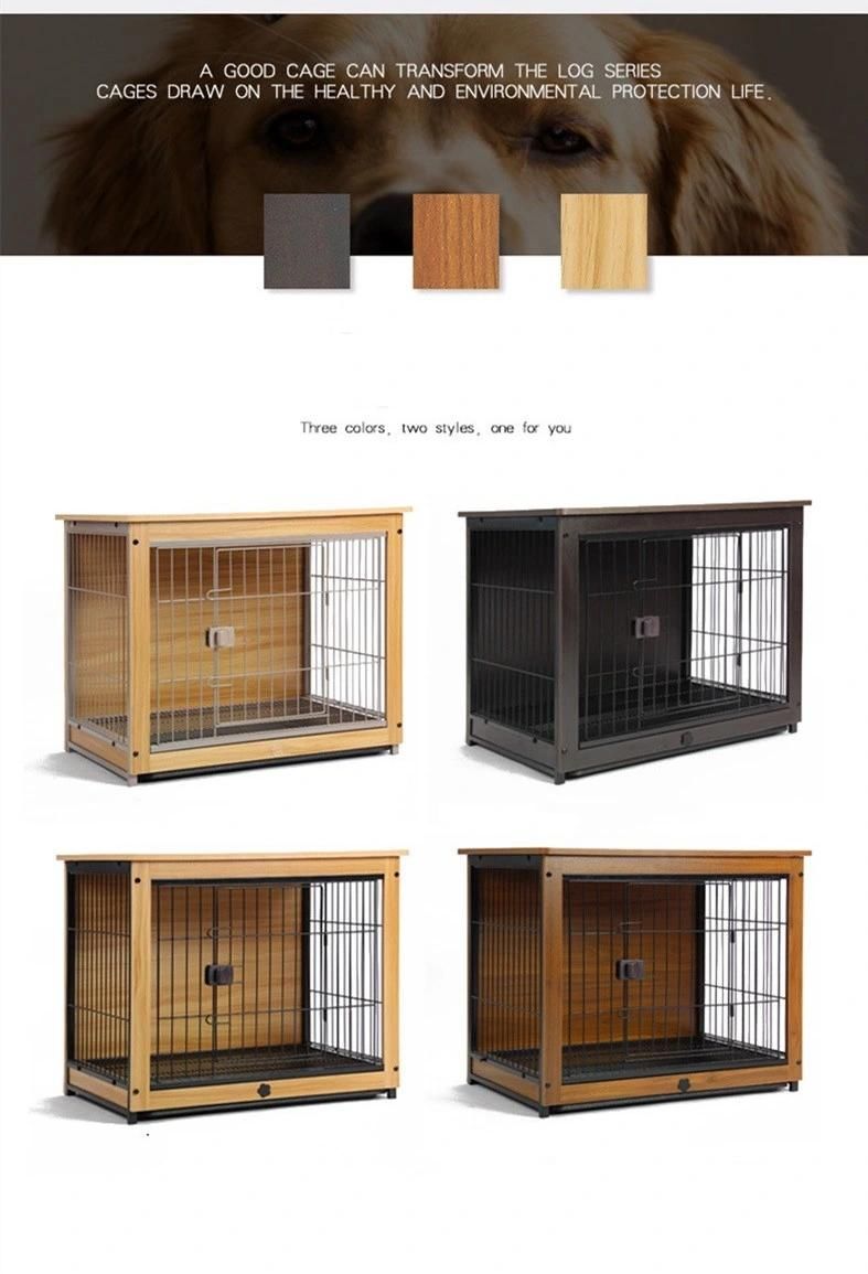 Household Steel Wooden Dog Cage Medium Dog with Toilet