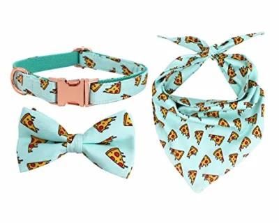 OEM Free Sample Custom Logo Dog Collar Witn Bowtie Dog Leash Pet Bandana