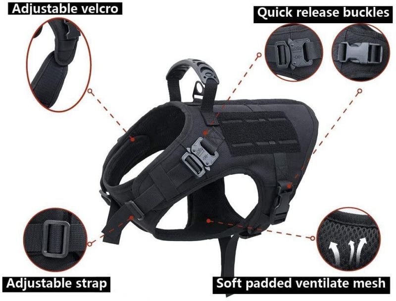 Tactical Dog Harness and Bungee Dog Leash Set