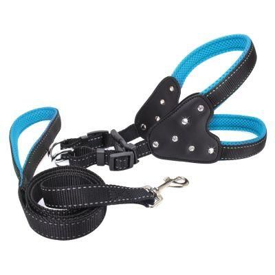 Reflective Nylon Webbing Pet Harness with Bling Bling Crystal