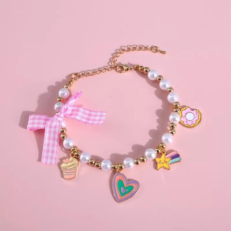 Pearl Bells Collar Adjustable Cat Rabbit Birthday Dog Pendant Chain Necklace Bow Pet Accessories