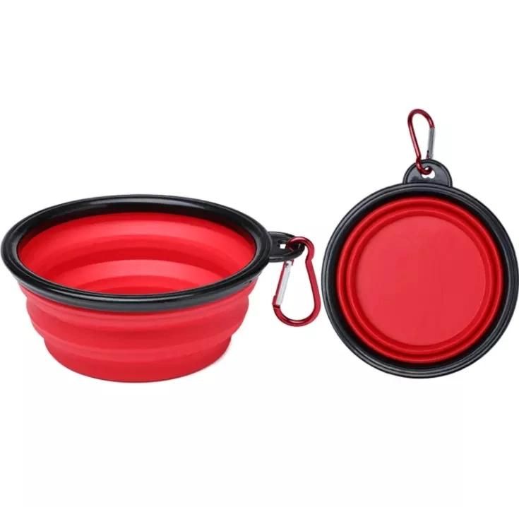 Silicone Collapsible Pet Dog Bowl with Carabiner Clip for Travel