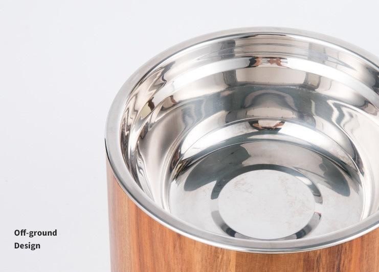 Raised Pet Bowl for Serving Food/Water with Acacia Wood Stand