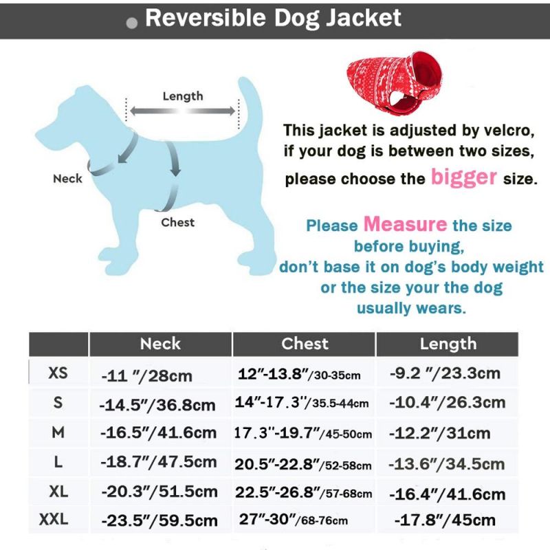 Classic Christmas Pattern Reversible Wear Pet Polar Fleece Jacket Dog Winter Warm Outwear Dog Adjustable Freely Fleece Clothes