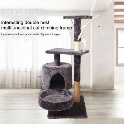 Multi-Level Cat Tree House with Tree Hole and Mouse