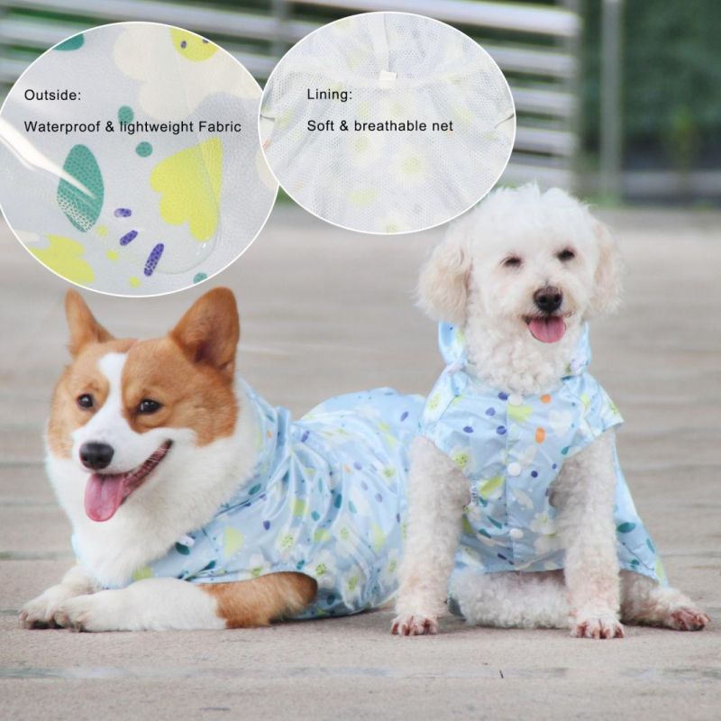 Wholesale Waterproof Pet Raincoat Highweight Fabric Pet Coat Outdoor Dog Rain Coat