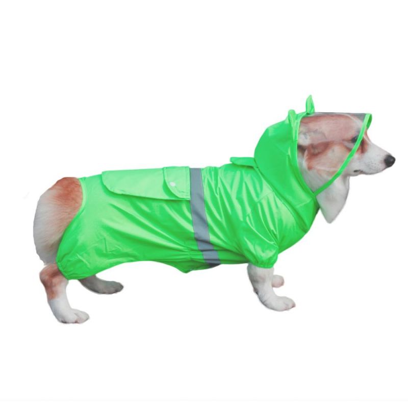 Wholesale Custom Waterproof Large Dog Rain Coat Jacket Reflective Adjustable Pet Dog Raincoat with Hood