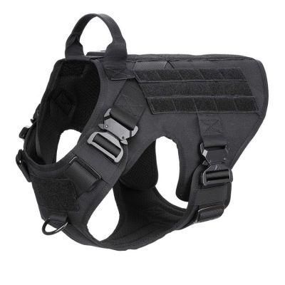 Customized Adjustable Durable No Pull Police Army Tactical Safety Vest Military Training Big Dog Harness Leash and Collar