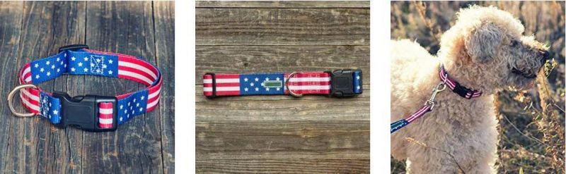 Classic USA Flag Dog Collar Puppy Collars with Reflective Logo