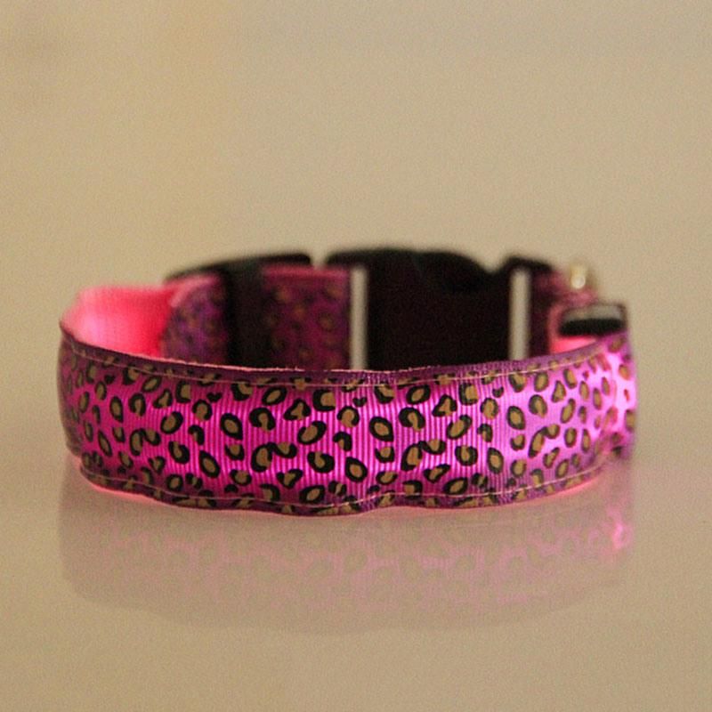 Nylon Leopard Spots Luminous LED Dog Collar Pet Products