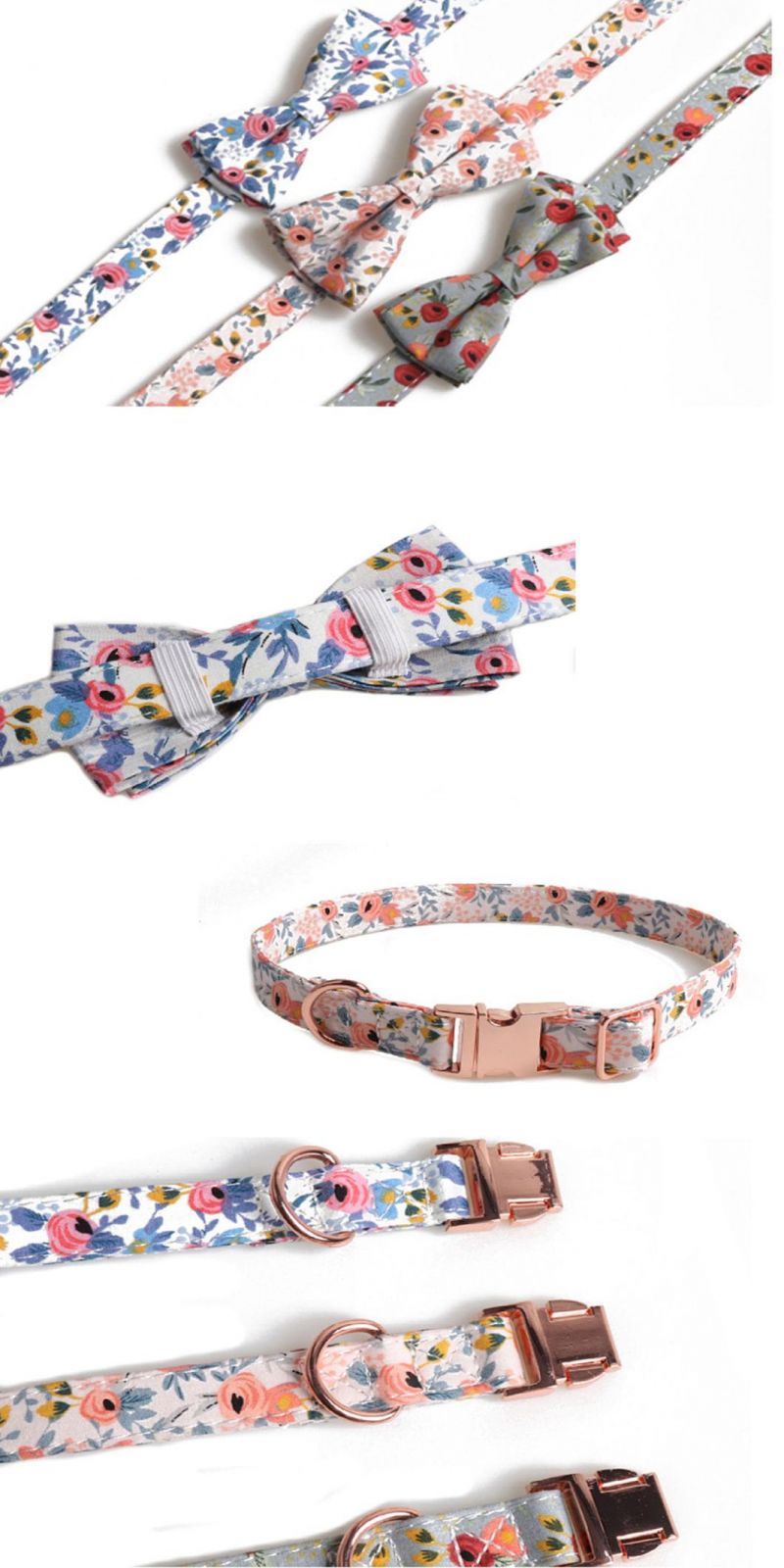 Beautiful Flowers Pattern Pet Collar with Alloy Buckle for Girl Dogs Cats