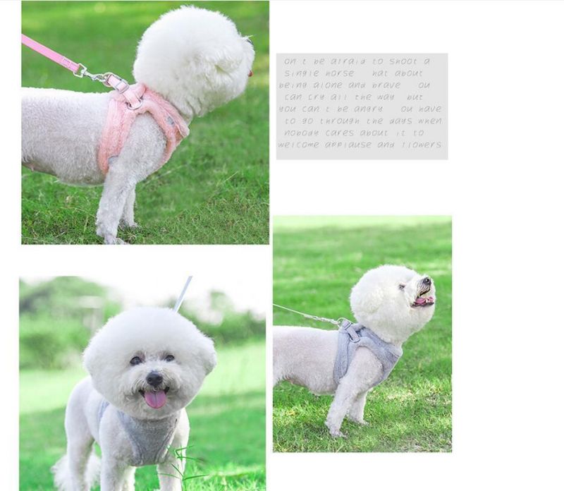 Fashion New Winter Warm Plush Imitation Rabbit Fur Pet Dog Chest Harness with Reflective Effect for Small Dogs