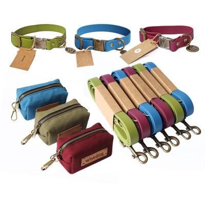 Wholesale Soft New Designer Luxury Waterproof PVC Custom Dog Collar and Leash Set Personalized with Poop Bag